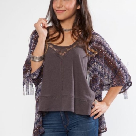 KIMONO W/FRINGE boho - Picture 3 of 4